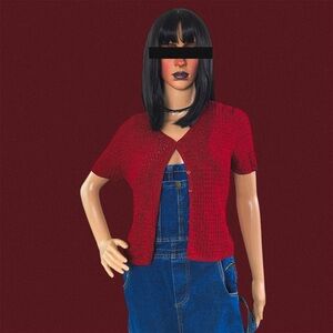 Vintage Emma James for Liz Claiborne red knit cardigan with button up front